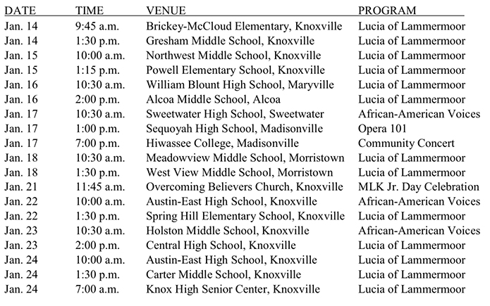 knoxville opera school schedule